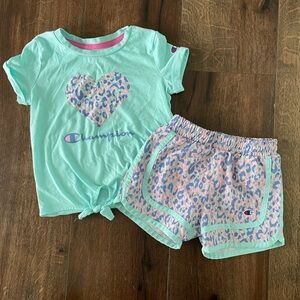 Champion Toddler Mint and Pink Leopard Outfit